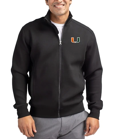 Cutter & Buck Men's Black Miami Hurricanes Roam Full-Zip Jacket