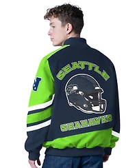 G-iii Sports by Carl Banks Men's College Navy Seattle Seahawks Prime Time Full-Zip Racing Jacket