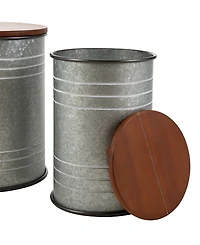 Glitzhome Modern Metal Storage Accent Table or Stool, Set of 2