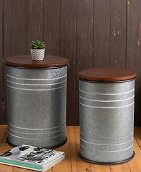 Glitzhome Modern Metal Storage Accent Table or Stool, Set of 2