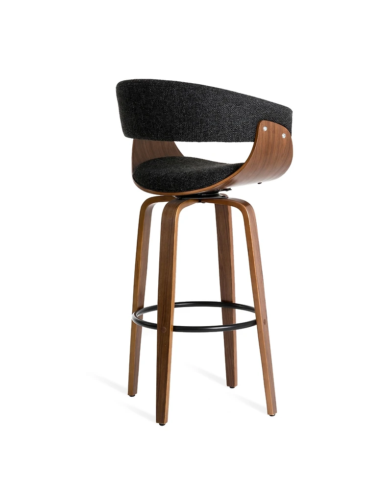 Glitzhome Mid-Century Modern Fabric Swivel Bar Stool, Set of 2