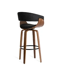 Glitzhome Mid-Century Modern Fabric Swivel Bar Stool, Set of 2