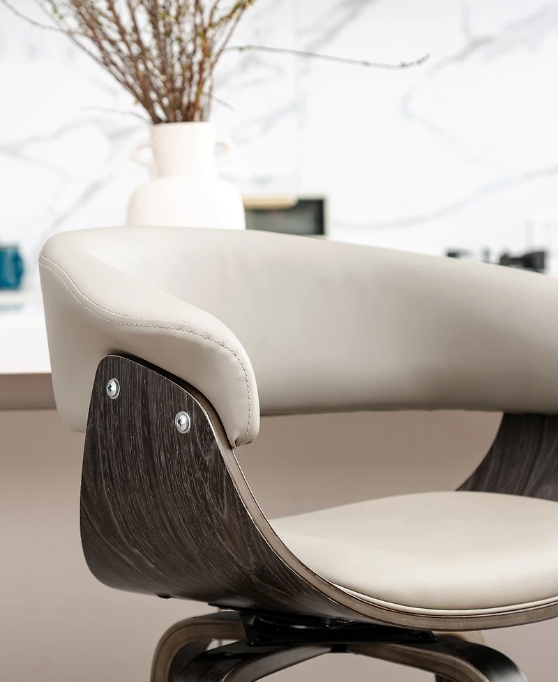 Glitzhome Mid-century Modern Leatherette Swivel Bar Stool, Set of 2
