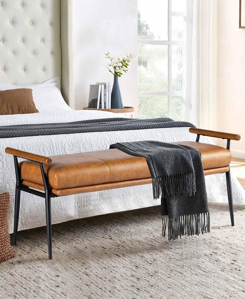 Glitzhome Modern 20.5" Metal Upholstered Bench