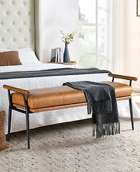 Glitzhome Modern 20.5" Metal Upholstered Bench