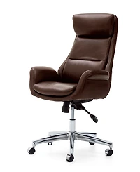 Glitzhome Mid-Century Modern 47.75" Bonded Leather High Back Office Chair