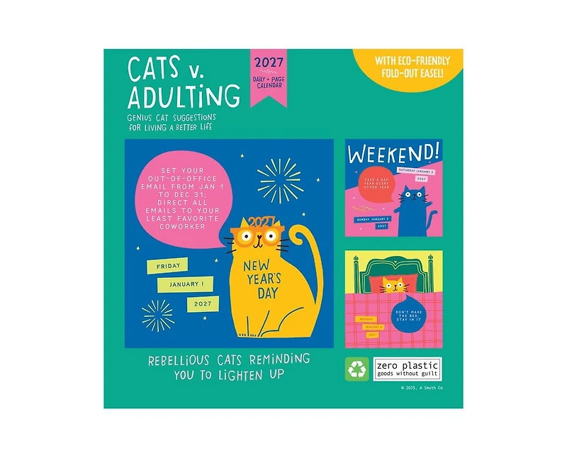 Tf Publishing Paper Goods 2027 Cats vs Adulting by Amy Smyth Daily Desktop Calendar