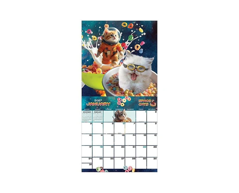 Tf Publishing Paper Goods 2027 Space Cats Wall Calendar