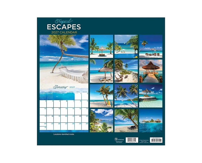 Tf Publishing Paper Goods 2027 Tropical Escapes Wall Calendar