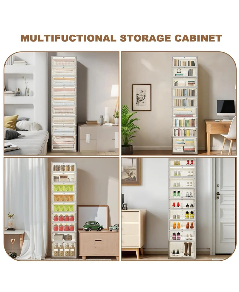 homfan 66in Tall Space-Saving Collapsible Shoe Storage Cabinet