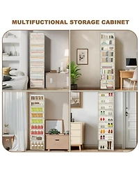homfan 66in Tall Space-Saving Collapsible Shoe Storage Cabinet