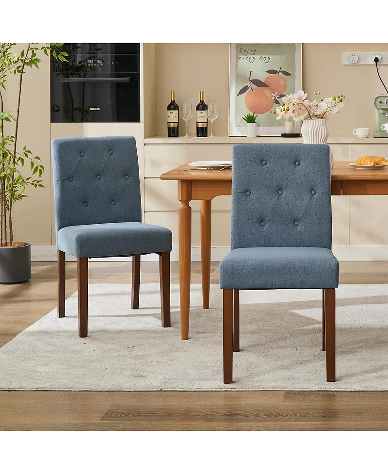 homfan Modern Upholstered Dining Chairs Set – Parsons Style with High Back, Wide Padded Seat, Soft Linen Fabric, Sturdy Wood or Rubberwood Legs