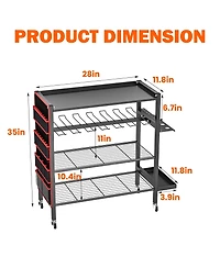 Xdovet Power Tool Organizer Cart 4-Tier Rolling Storage Stand Wheels Side Pockets