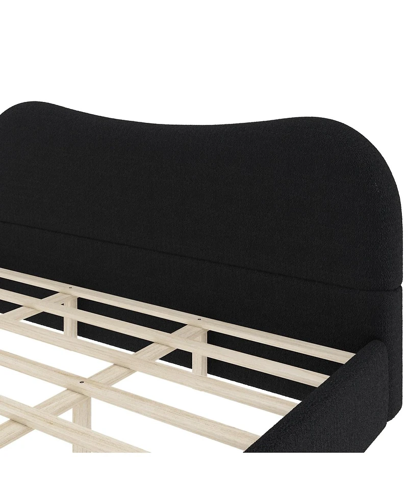 Streamdale Furniture Upholstered Platform Bed with Wood Supporting Feet