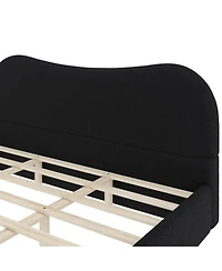 Streamdale Furniture Upholstered Platform Bed with Wood Supporting Feet