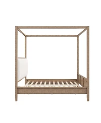 Streamdale Furniture Queen Wooden Canopy Platform Bed with Upholstered Headboard