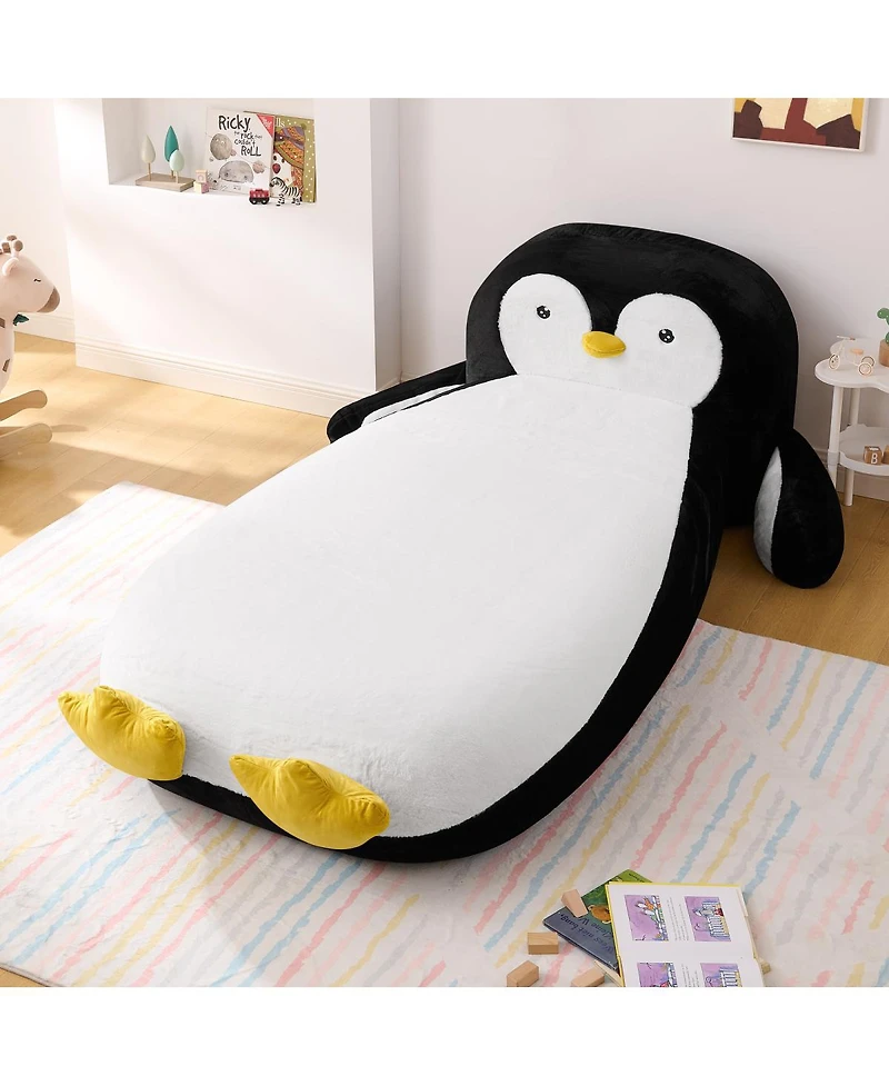 Streamdale Furniture Fluffy Faux Fur Penguin Bed Lounger for Kids