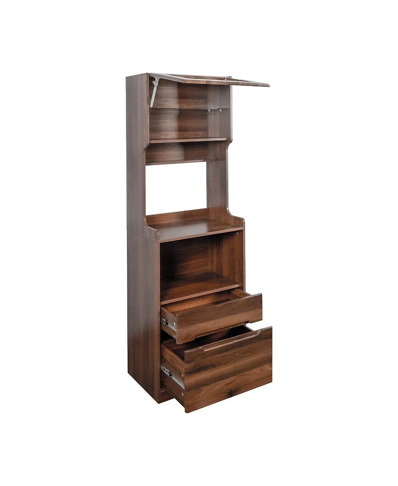 Streamdale Furniture Farmhouse Kitchen Pantry Hutch with Microwave Stand and Coffee Bar