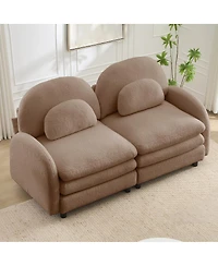 Streamdale Furniture Teddy Fabric Cloud-like 2-Seater Loveseat with Curved Backrest Camel