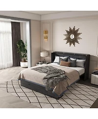 Streamdale Furniture 57'' Murphy Bed with Storage Charging Station and Swivel Wheels