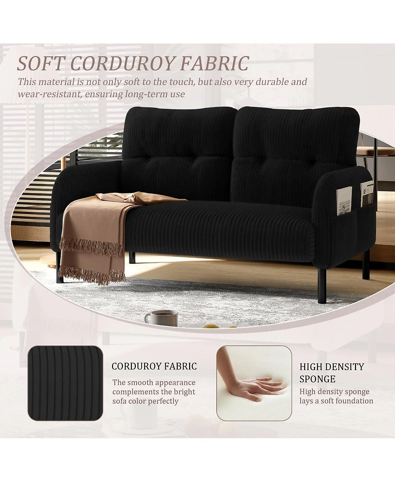 Streamdale Furniture Comfortable Monochrome Corduroy Double Sofa for Living Room and Bedroom