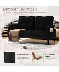 Streamdale Furniture Comfortable Monochrome Corduroy Double Sofa for Living Room and Bedroom