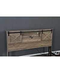 Streamdale Furniture Farmhouse Queen Bed Frame with Led Lights Charging Station and Storage Drawers