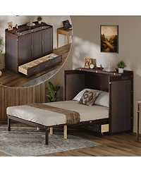 Streamdale Furniture Multifunctional Queen Murphy Bed Cabinet with Usb Charging Station