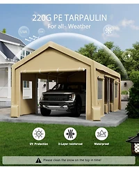 gaomon 10x20 Feet Waterproof and Uv-Resistant carport Replacement Canopy Cover -220G Pe Fabric