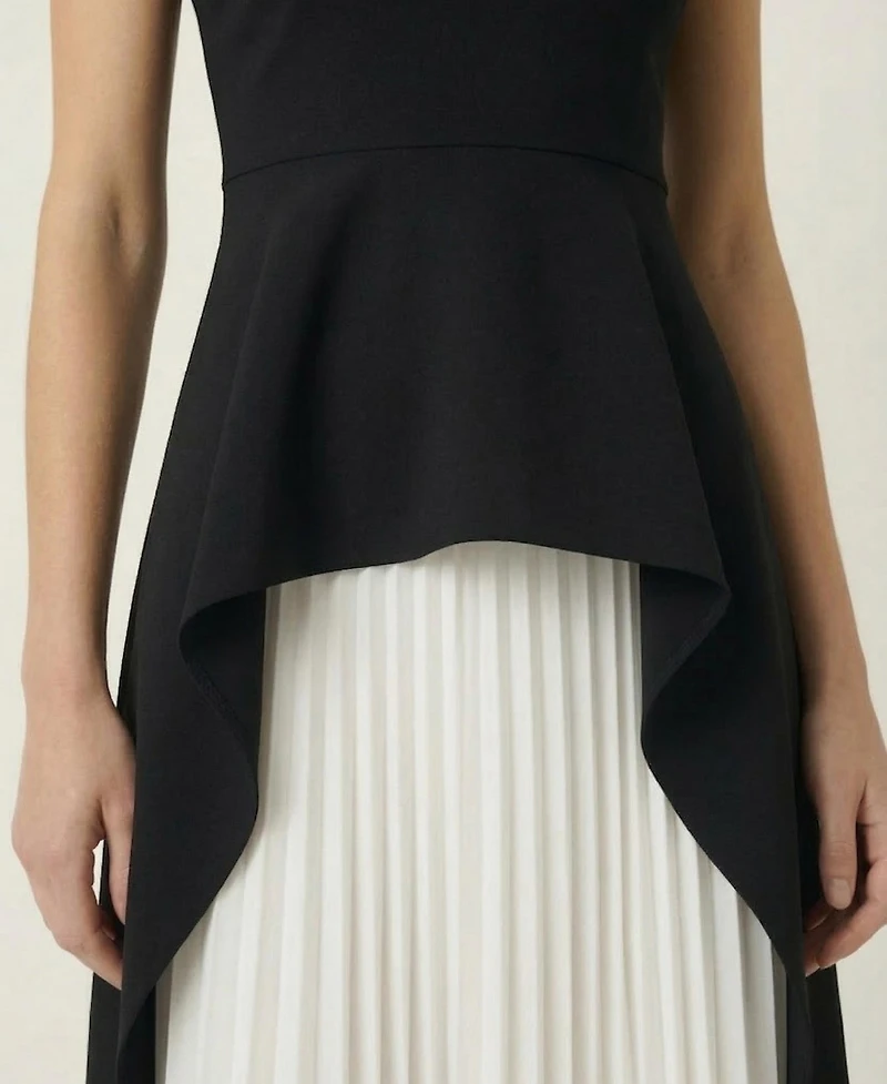 Modenaire Women's Halter-Neck Asymmetric Layered Pleated Midi Dress