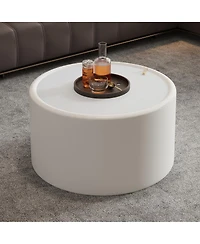 Streamdale Furniture Round Coffee Table with Tempered Glass Top and Hidden Storage
