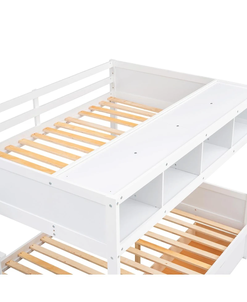 Streamdale Furniture Bunk Bed with Shelfs Storage Staircase and 2 Drawers