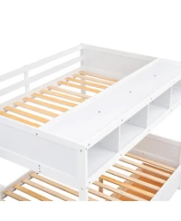 Streamdale Furniture Bunk Bed with Shelfs Storage Staircase and 2 Drawers