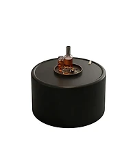 Streamdale Furniture Round Coffee Table with Tempered Glass Top and Hidden Storage