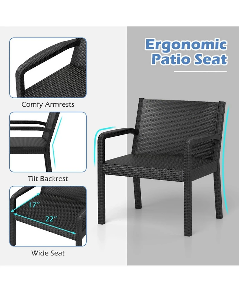 Gouun Modern Pp Rattan Armchair and Side Table Patio Set