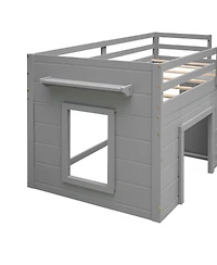 Streamdale Furniture Twin Size Loft Bed with Cabinet and Shelf