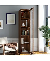 Streamdale Furniture 5-Shelf Curio Display Cabinet with Acrylic Doors and Led Lights