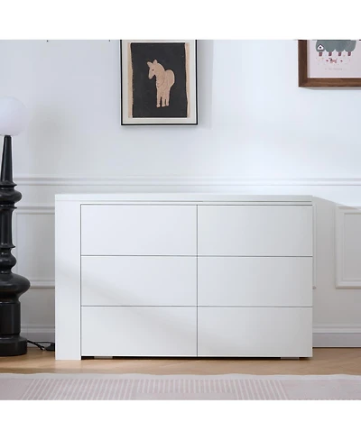Streamdale Furniture 6-Drawer L-Shaped Vanity Desk and Dresser Combo