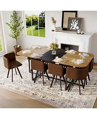 Streamdale Furniture 9-Piece Square Dining Table Set with 8 Suede Chairs