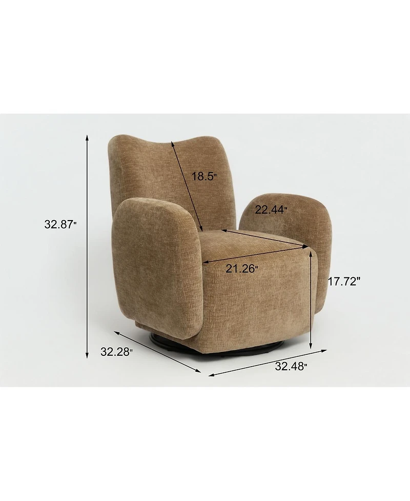 Streamdale Furniture 360 Swivel Accent Chair Chenille Fabric Upholstered Sofa Dark Camel