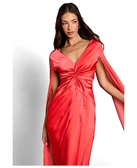 Coast Women's Cape Sleeve V-Neck Satin Maxi Dress