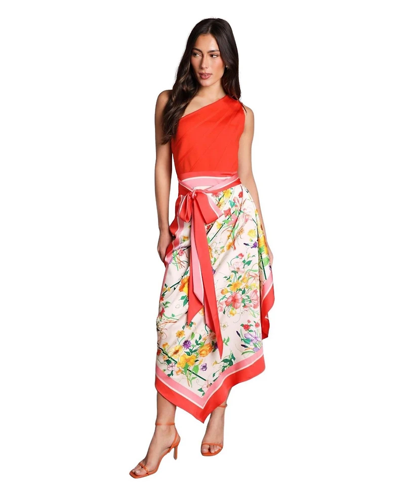 Coast Women's Bandage One Shoulder Printed Midi Dress