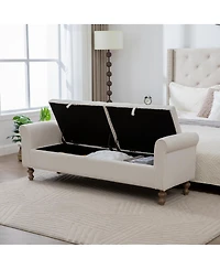 Streamdale Furniture 65.75'' Modern Upholstered Storage Bench with Double Lids
