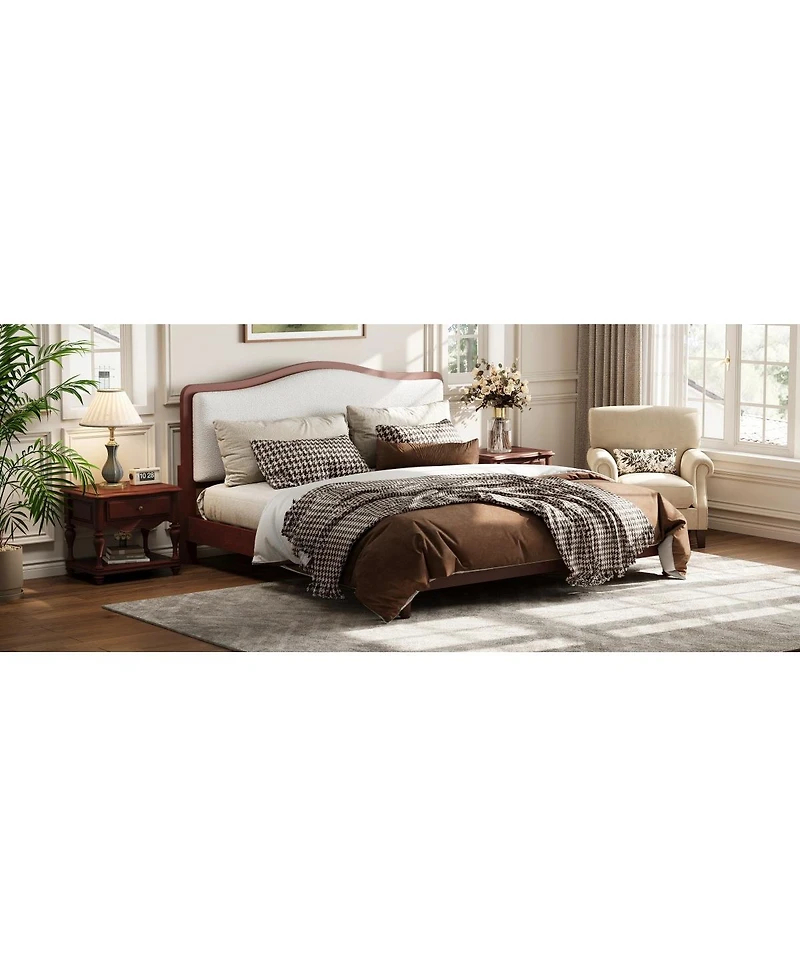 Streamdale Furniture Queen Size Platform Bed with Upholstered Headboard