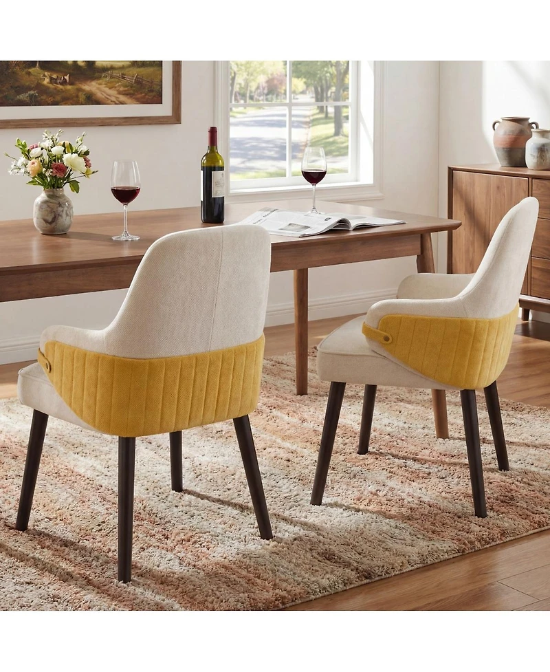Streamdale Furniture Two-Tone Fabric Dining Armchairs Set of 2