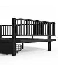 Streamdale Furniture Full Size Metal Platform Bed with Storage Drawers and Safety Round-Pipe Design