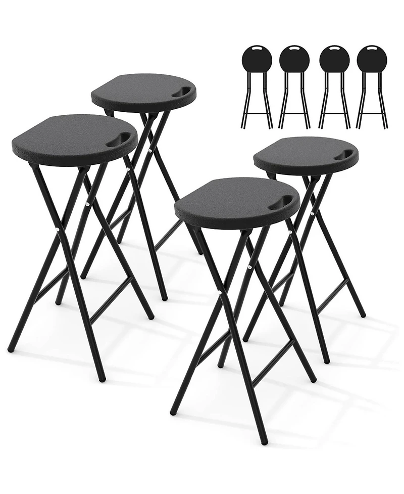 gaomon 4 Piece 28 Inch Ourdoor Folding Stool, Bar Stool with Handle for Outdoor Indoor Kitchen Home
