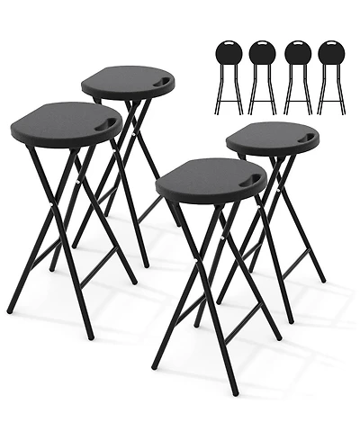 gaomon 4 Piece 28 Inch Ourdoor Folding Stool, Bar Stool with Handle for Outdoor Indoor Kitchen Home