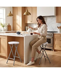 gaomon 4 Piece 28 Inch Ourdoor Folding Stool, Folding Bar Stool with Handle for Outdoor Indoor Kitchen Home Bar