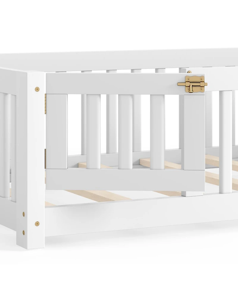 Streamdale Furniture Twin Size Bed Floor Bed with Safety Guardrails and Door for Kids